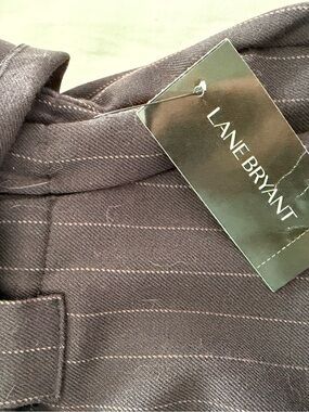 Lane Bryant Chocolate Brown Pinstripe Wide leg Pants  with Waist Tie